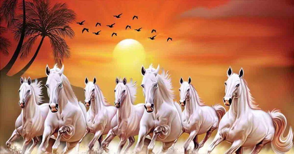 घरमा सात घोडाको तस्बिर राख्नाले खराब समय हट्नुका साथै भाग्यले साथ दिने जनविश्वास